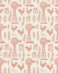 Farmhouse Rooster Windmill Sketch Rug - Cutout View