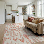 Farmhouse Rooster Windmill Sketch Rug Living Room View