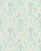 Farmhouse Rooster Windmill Wheat Pitcher Rug - Cutout View