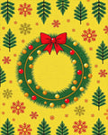Festive Christmas Wreath Red Bow Snowflakes Rug - Cutout View