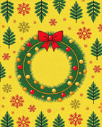 Festive Christmas Wreath Red Bow Snowflakes Rug - Cutout View