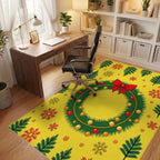 Festive Christmas Wreath Red Bow Snowflakes Rug Office View