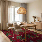 Festive Green Fir Tree Holiday Design Rug Dining Room View
