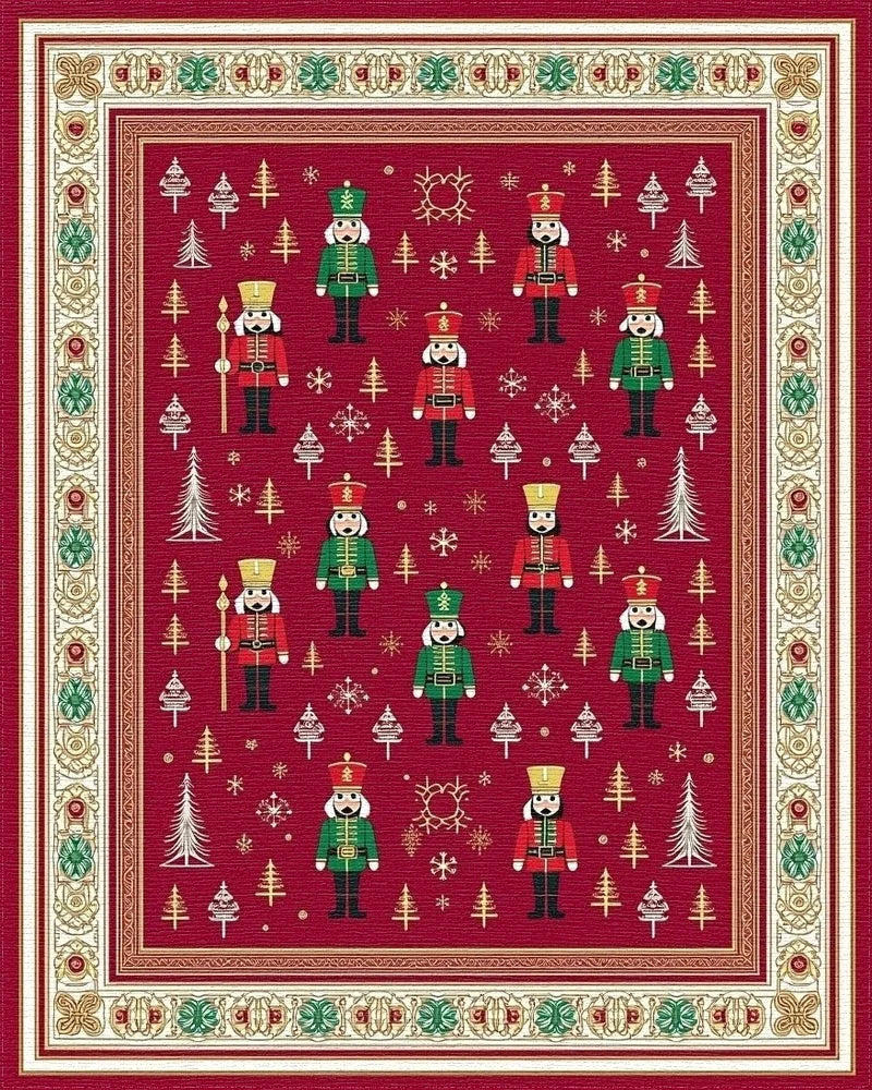 Festive Nutcracker Soldier Pattern Rug - Cutout View