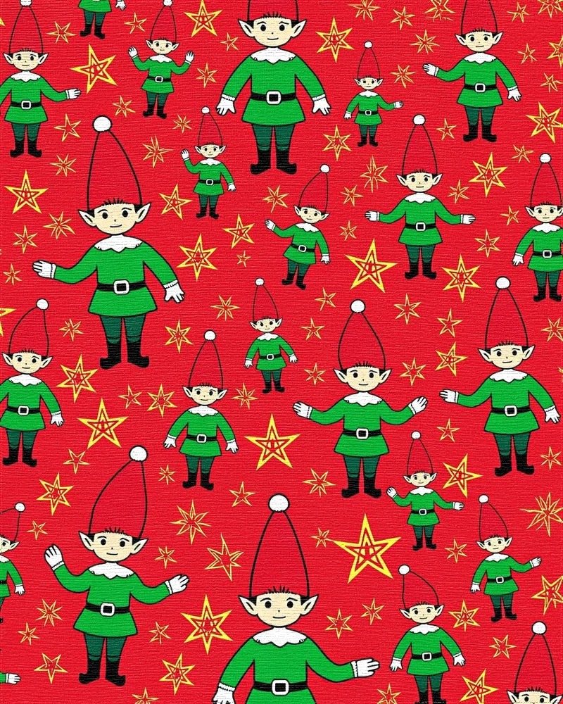 Festive Red Elf Star Shower Rug - Cutout View