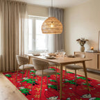 Festive Red Elf Star Shower Rug Dining Room View