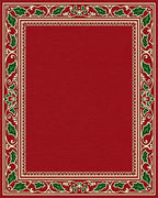 Festive Red Holly Border Design Rug - Cutout View