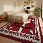 Festive Santa Claus Floral Border Design Rug Bedroom View
