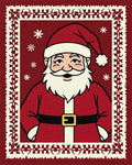 Festive Santa Claus Floral Border Design Rug - Cutout View