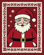Festive Santa Claus Floral Border Design Rug - Cutout View