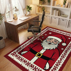 Festive Santa Claus Floral Border Design Rug Office View