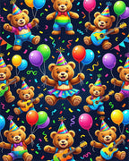 Festive Teddy Bear Party Balloon Guitar Rug - Cutout View