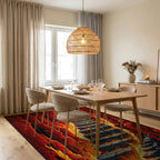 Fiery Mountain Path Stone Stairs Design Rug - Dining Room View
