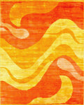 Fiery Orange Yellow Swirl Rug - Cutout View