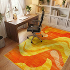 Fiery Orange Yellow Swirl Rug - Office View