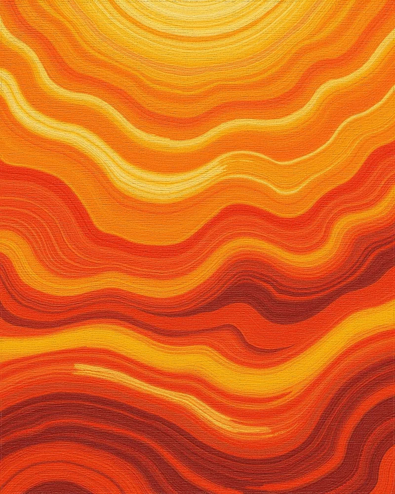 Fiery Wavy Stripes Design Rug - Cutout View