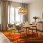 Fiery Wavy Stripes Design Rug Dining Room View