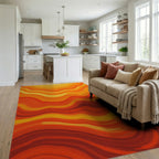Fiery Wavy Stripes Design Rug Living Room View
