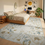 Floral Blossom Vine Pattern Rug - Bedroom View