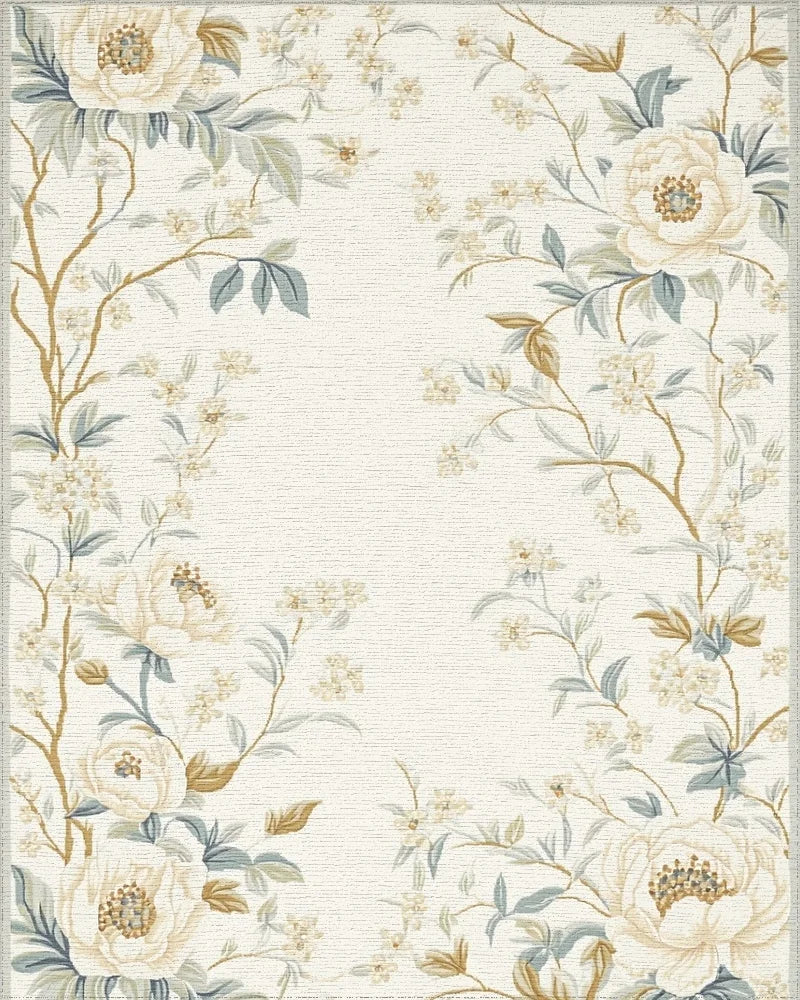Floral Blossom Vine Pattern Rug - Cutout View