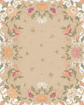 Floral Border with Peony and Lotus Motifs Rug - Cutout View