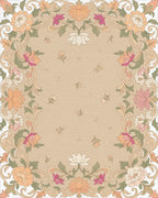 Floral Border with Peony and Lotus Motifs Rug - Cutout View