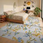 Floral Branches In Yellow And Blue Rug Bedroom View