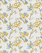 Floral Branches In Yellow And Blue Rug - Cutout View
