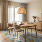 Floral Branches In Yellow And Blue Rug Dining Room View