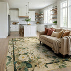 Floral Branches With Cream Blooms Rug Living Room View