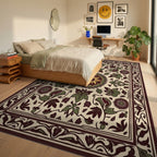Floral Mandala Inspired Cream Rug Bedroom View
