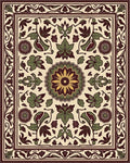 Floral Mandala Inspired Cream Rug - Cutout View