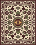 Floral Mandala Inspired Cream Rug - Cutout View