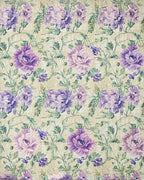 Floral Print Lavender and Beige Rug - Cutout View