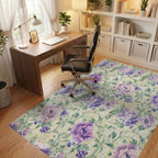 Floral Print Lavender and Beige Rug - Office View