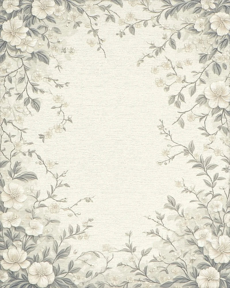 Floral Vine Botanical Pattern Design Rug - Cutout View