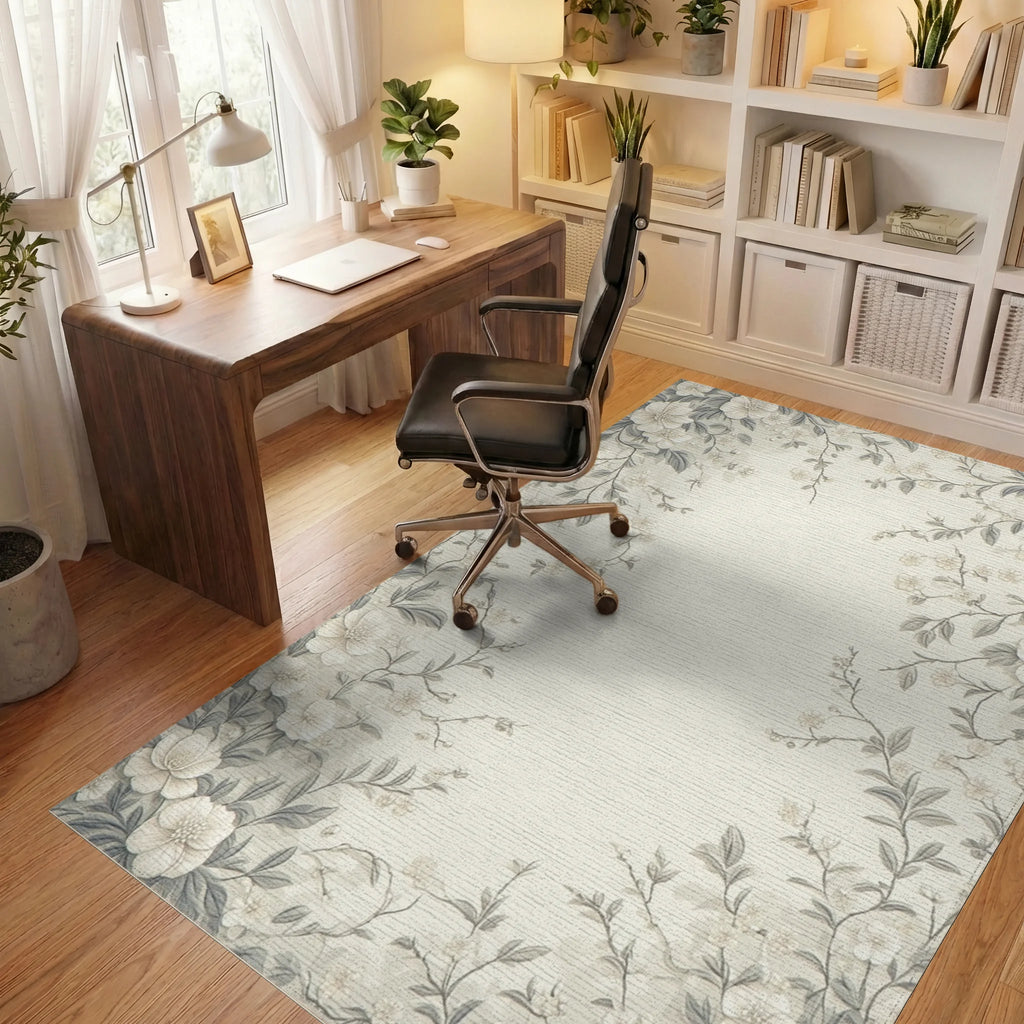 Floral Vine Botanical Pattern Design Rug Office View