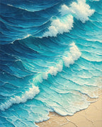 Foamy Crashing Turquoise Waves Rug - Cutout View