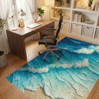 Foamy Crashing Turquoise Waves Rug - Office View