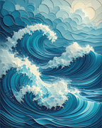 Foamy Layered Blue Waves Rug - Cutout View