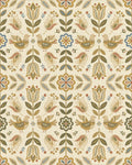 Folk Art Birds Floral Garden Cream Rug - Cutout View