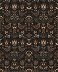 Folk Art Birds Flowers Hearts Earth Tones Rug - Cutout View