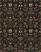 Folk Art Birds Flowers Hearts Earth Tones Rug - Cutout View