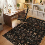 Folk Art Birds Flowers Hearts Earth Tones Rug Office View