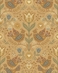 Folk Art Inspired Birds Floral Ochre Rug - Cutout View