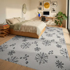Folk Snowflakes And Buds Pattern Rug - Bedroom View