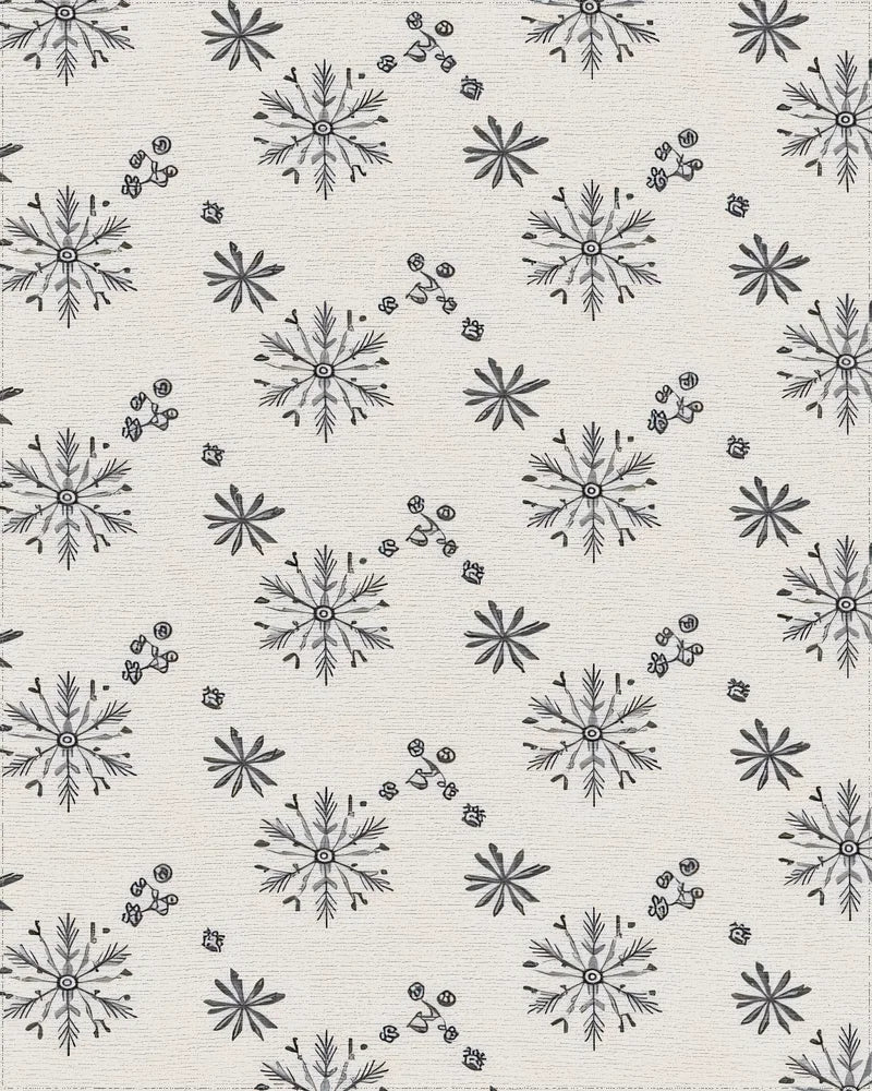 Folk Snowflakes And Buds Pattern Rug - Cutout View