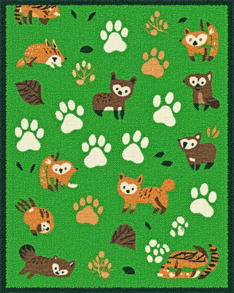 Forest Friends Paw Print Medley Rug - Cutout View