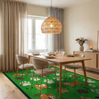 Forest Friends Paw Print Medley Rug - Dining Room View