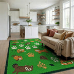 Forest Friends Paw Print Medley Rug - Living Room View